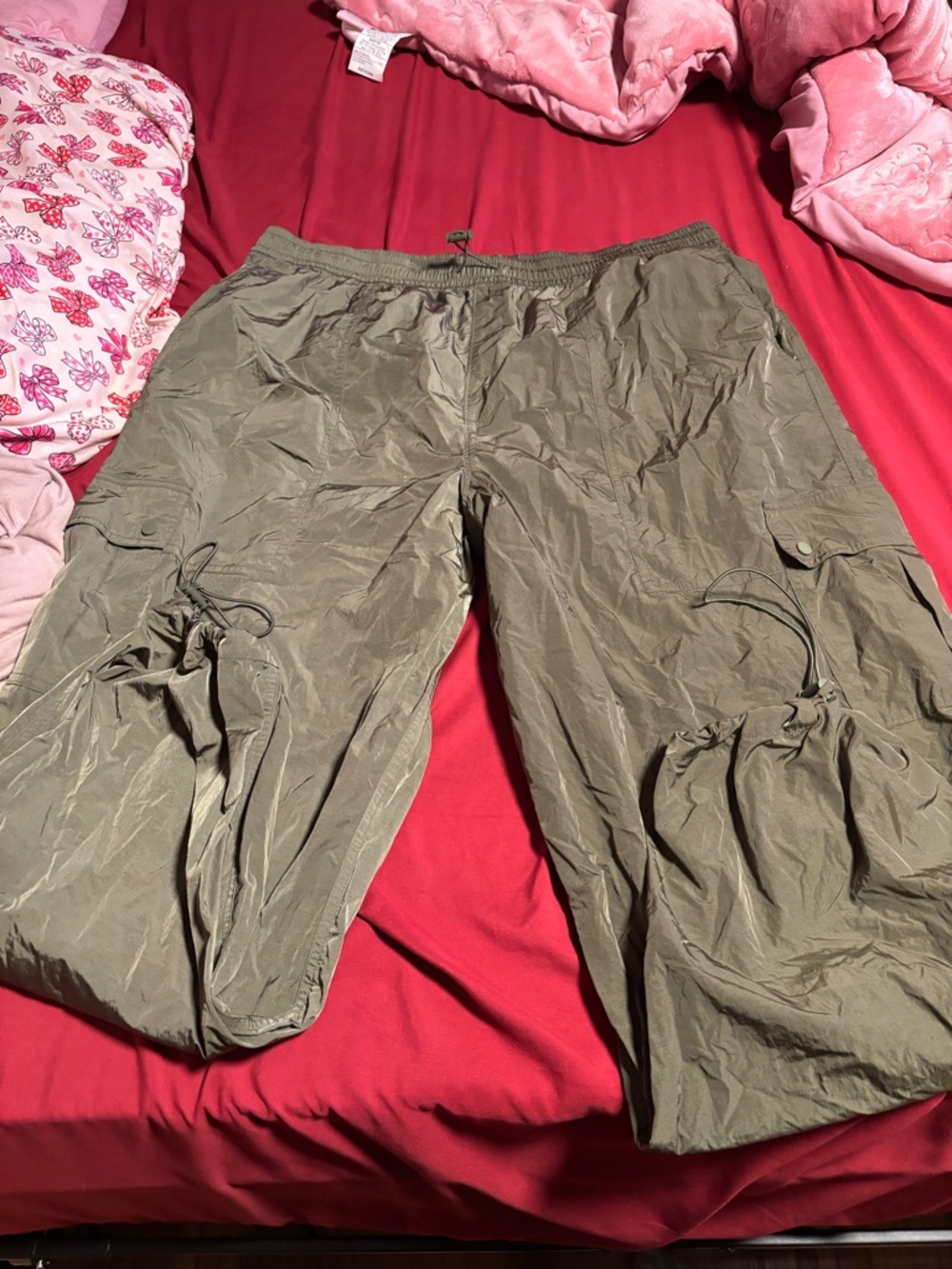 PINK Victoria's Secret Olive Green Track Cargo Joggers